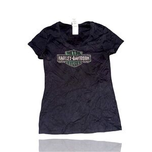 Harley Davidson Babydoll Tee: North Texas Harley Motorcyle Shirt: Womens Large